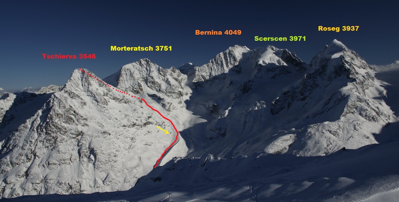 Berninské_Alpy,_trasa_výstupu_na_Tschiervu